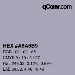 カラーコード: HEX #A8A6B9 | qconv.com