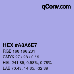 Color code: HEX #A8A6E7 | qconv.com