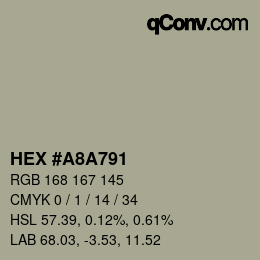颜色代码: HEX #A8A791 | qconv.com