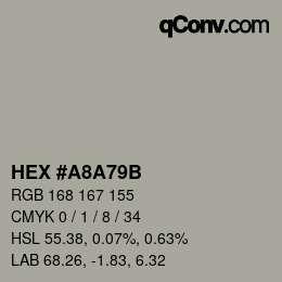 Color code: HEX #A8A79B | qconv.com