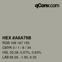 Color code: HEX #A8A79B | qconv.com