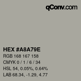 カラーコード: HEX #A8A79E | qconv.com