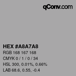 Color code: HEX #A8A7A8 | qconv.com