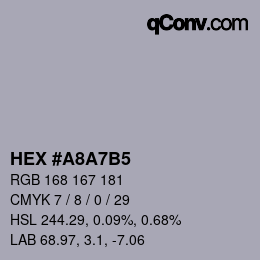 カラーコード: HEX #A8A7B5 | qconv.com