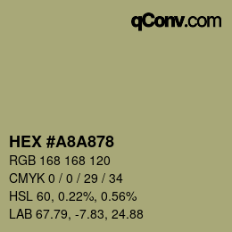 颜色代码: HEX #A8A878 | qconv.com