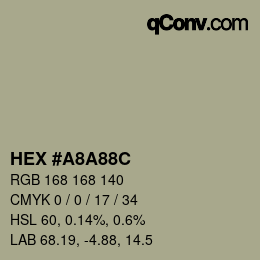 Color code: HEX #A8A88C | qconv.com