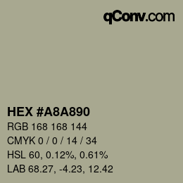 Color code: HEX #A8A890 | qconv.com