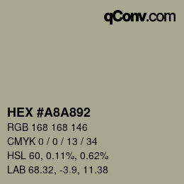 カラーコード: HEX #A8A892 | qconv.com