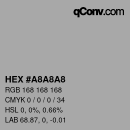 カラーコード: HEX #A8A8A8 | qconv.com