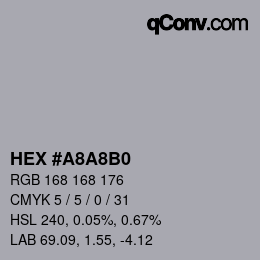 Color code: HEX #A8A8B0 | qconv.com