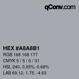 Color code: HEX #A8A8B1 | qconv.com