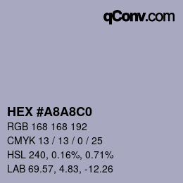 Code couleur: HEX #A8A8C0 | qconv.com