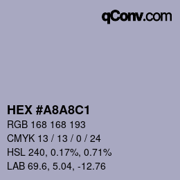 Color code: HEX #A8A8C1 | qconv.com