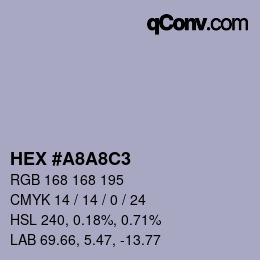 颜色代码: HEX #A8A8C3 | qconv.com