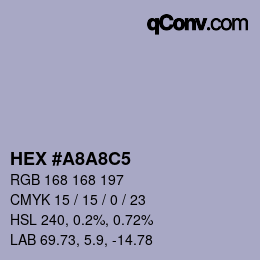 Color code: HEX #A8A8C5 | qconv.com