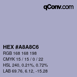 Farbcode: HEX #A8A8C6 | qconv.com