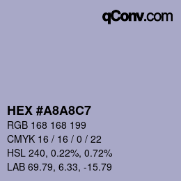 Código de color: HEX #A8A8C7 | qconv.com