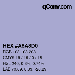 Farbcode: HEX #A8A8D0 | qconv.com