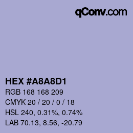 Color code: HEX #A8A8D1 | qconv.com