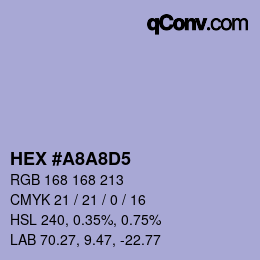 Color code: HEX #A8A8D5 | qconv.com