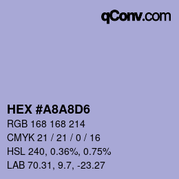 Color code: HEX #A8A8D6 | qconv.com