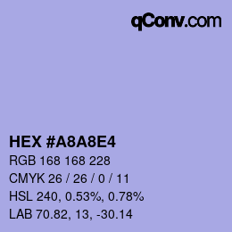 Color code: HEX #A8A8E4 | qconv.com