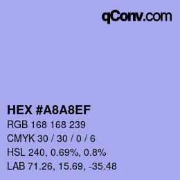Color code: HEX #A8A8EF | qconv.com
