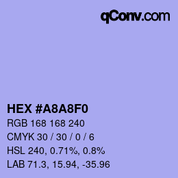 颜色代码: HEX #A8A8F0 | qconv.com