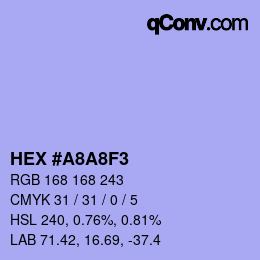 カラーコード: HEX #A8A8F3 | qconv.com