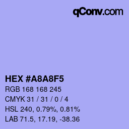 カラーコード: HEX #A8A8F5 | qconv.com