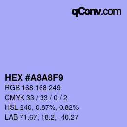 Farbcode: HEX #A8A8F9 | qconv.com