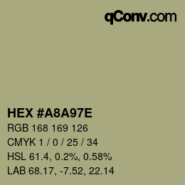 Color code: HEX #A8A97E | qconv.com