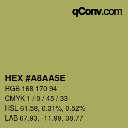 Code couleur: HEX #A8AA5E | qconv.com