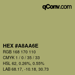 Color code: HEX #A8AA6E | qconv.com
