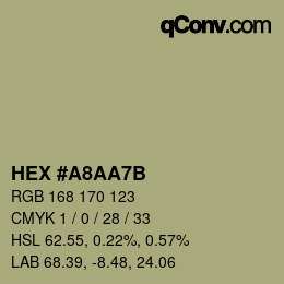 Color code: HEX #A8AA7B | qconv.com