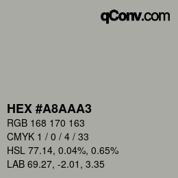 Color code: HEX #A8AAA3 | qconv.com