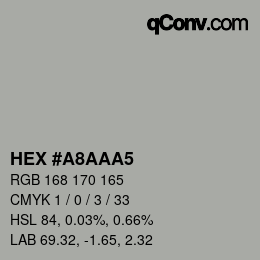 Color code: HEX #A8AAA5 | qconv.com