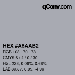 Color code: HEX #A8AAB2 | qconv.com