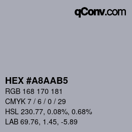 カラーコード: HEX #A8AAB5 | qconv.com