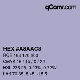 Código de color: HEX #A8AAC8 | qconv.com