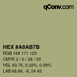 Color code: HEX #A8AB7B | qconv.com
