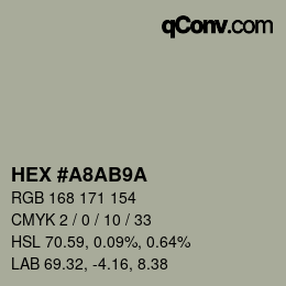 Color code: HEX #A8AB9A | qconv.com