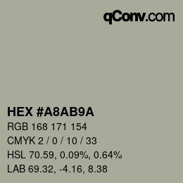 Color code: HEX #A8AB9A | qconv.com