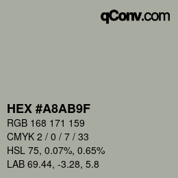 Color code: HEX #A8AB9F | qconv.com