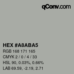 Color code: HEX #A8ABA5 | qconv.com