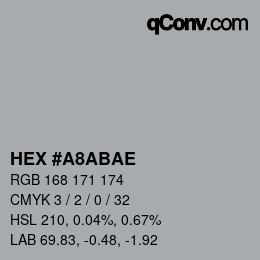 Color code: HEX #A8ABAE | qconv.com