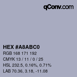 Color code: HEX #A8ABC0 | qconv.com