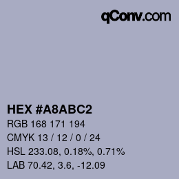 カラーコード: HEX #A8ABC2 | qconv.com