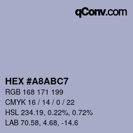 Color code: HEX #A8ABC7 | qconv.com
