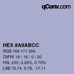 Color code: HEX #A8ABCC | qconv.com